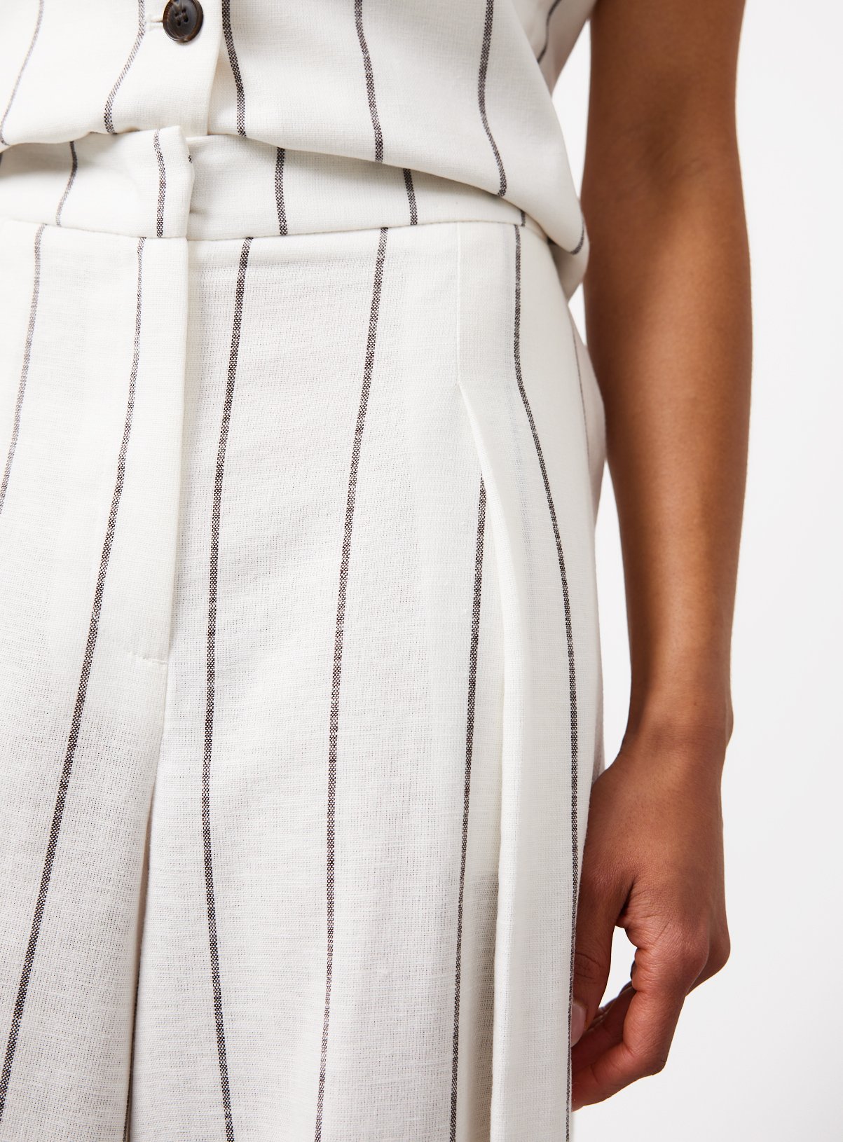 White Stripe Linen Blend Wide Leg Co-ord Trousers 20R - Image 3 thumbnail